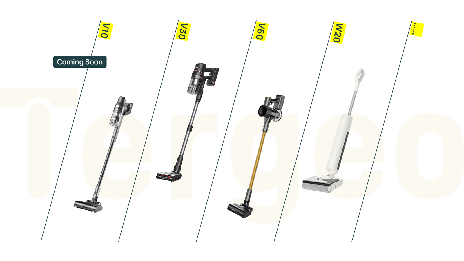 Tergeo product roadmap — upcoming cordless vacuums and floor washers (V10, V30, V60, W20)